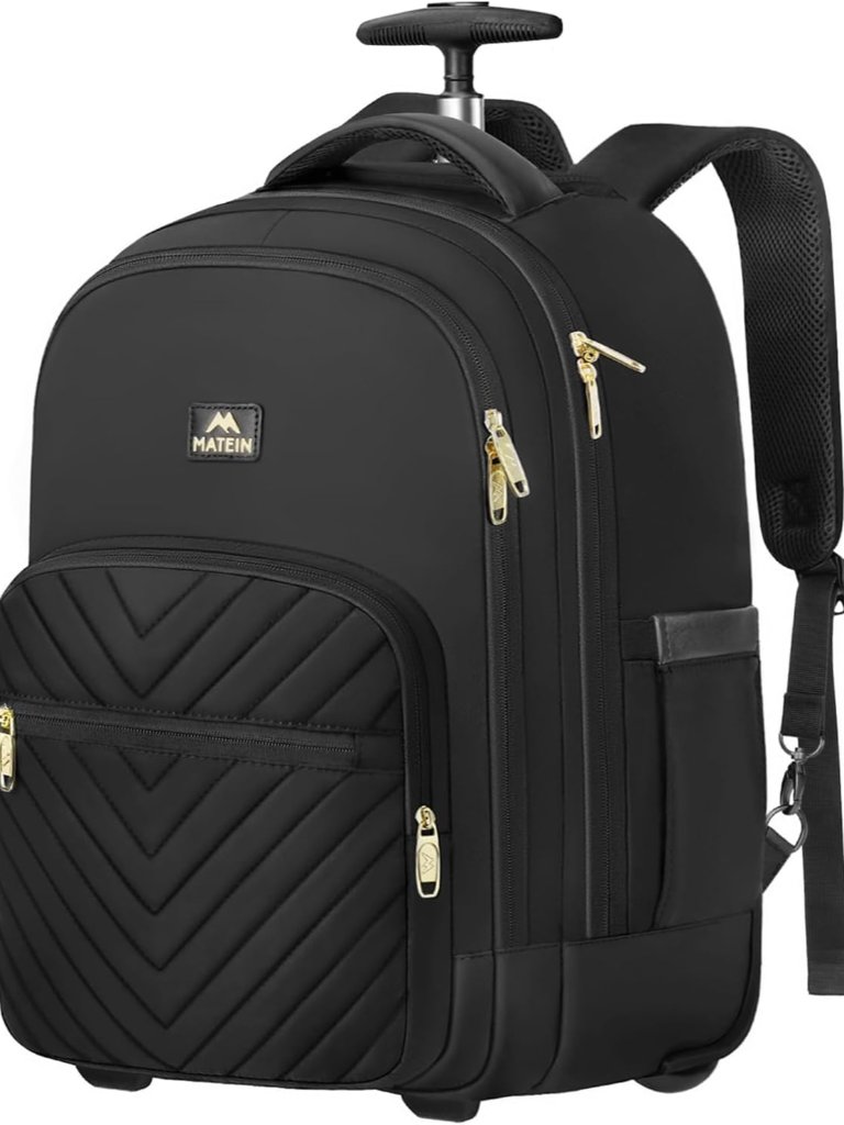 Wheeled Backpack, 18 Inch Large Water Resistant Laptop Backpack With Wheels, Car